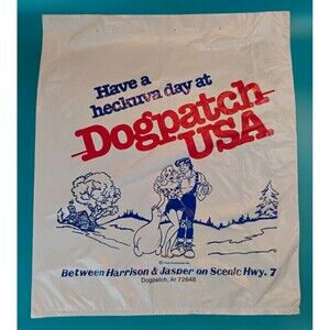 VTG 1960's 70's Dogpatch USA Plastic Shopping Bag NOS Li'l Abner Daisy Mae Shmoo